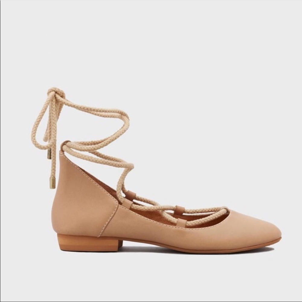 Lace Up Leather Ballet Flats